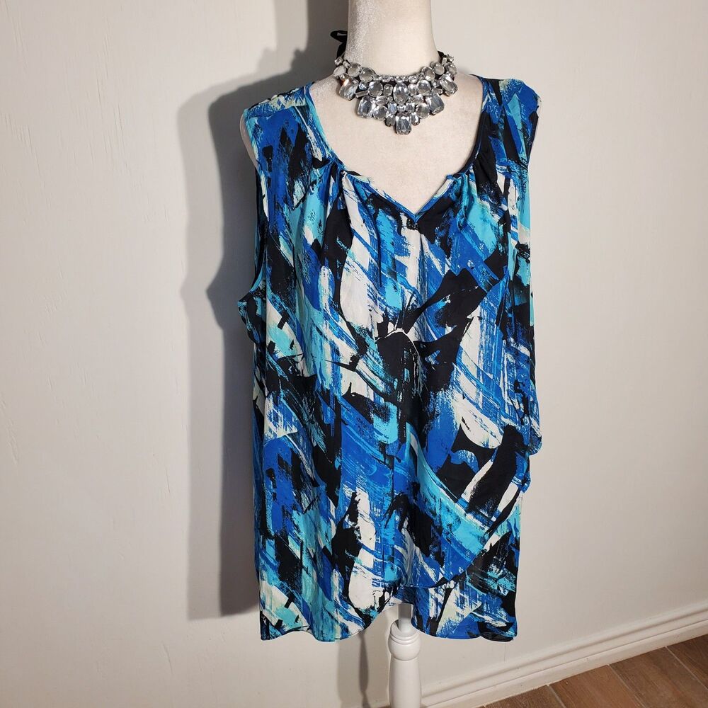 AVENUE TUNIC BLUE SLEEVELESS POLYESTER SIZE 22/24(2X)